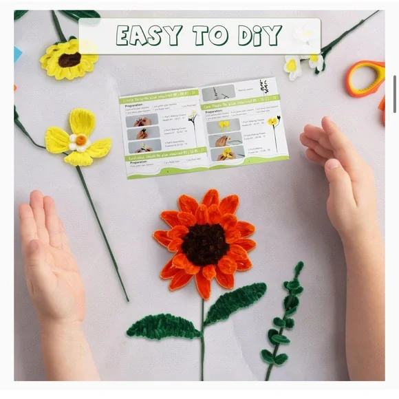 Pipe Cleaner Craft Kits 2 Set Flower Floral Craft Supplies Kids Toys STEM SM4 - Picture 5 of 16